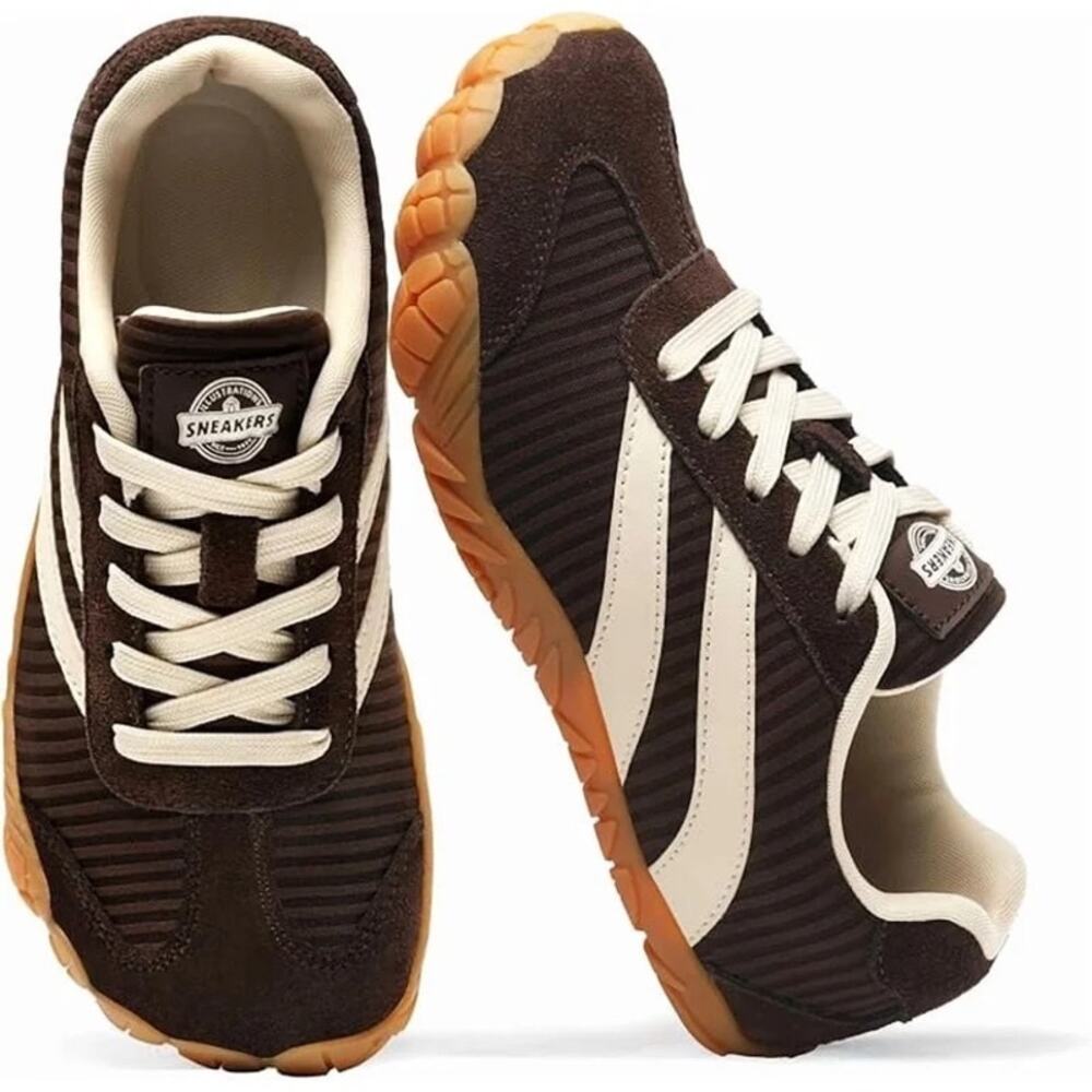 Unisex Barefoot Running Walking Minimalist Casual Shoe Brown Cream Size 43